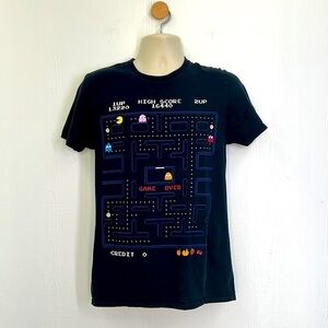 Fruit Of The Loom - PAC Man Black Game Over Graphic Short Sleeve T Shirt Size M